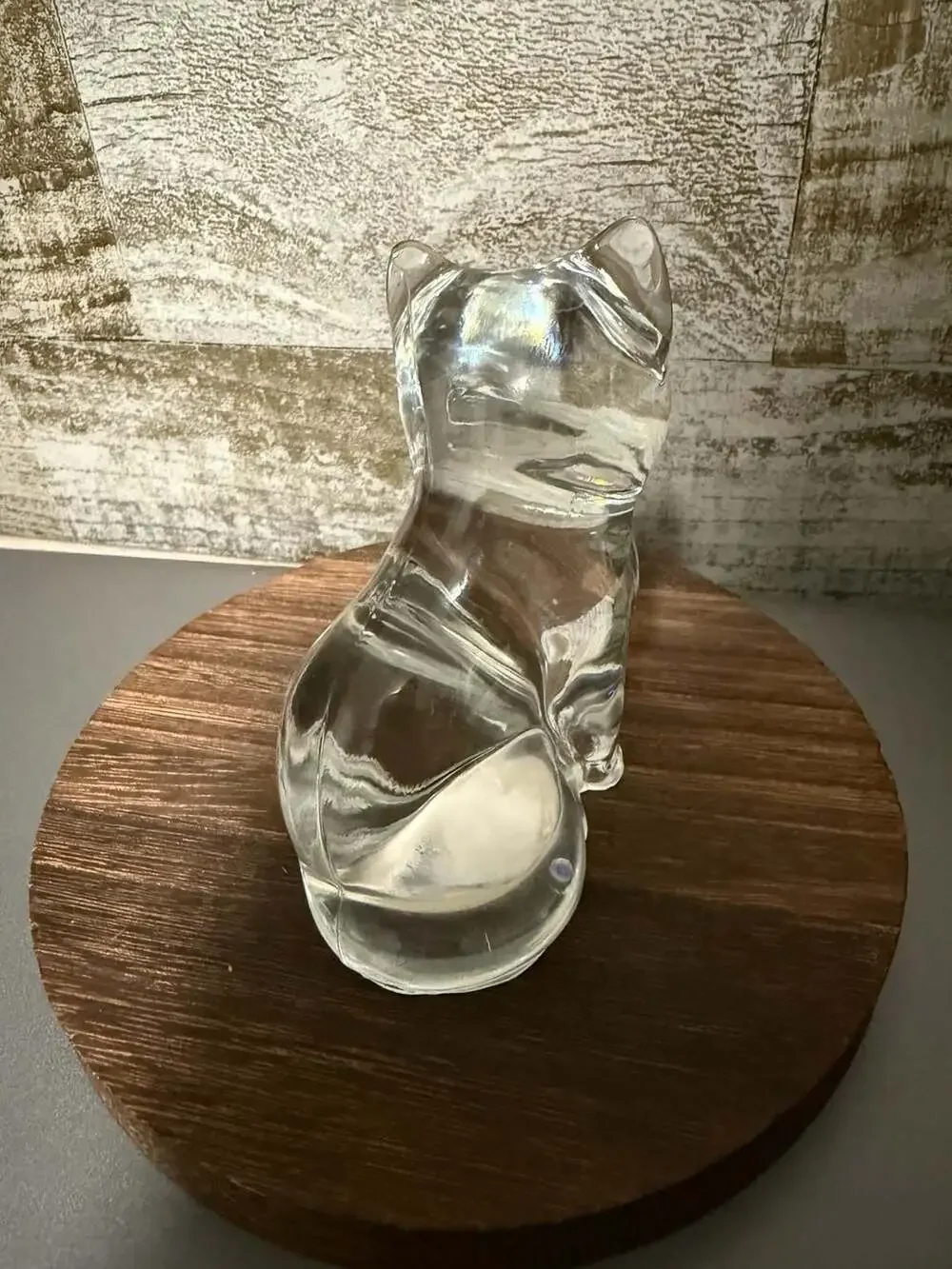 VTG Princess House Glass Cat Crystal Kitten Sitting Paperweight Pets Figurine